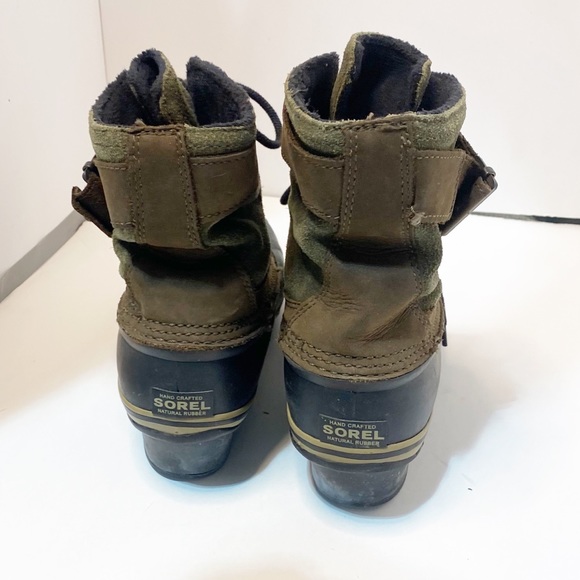 Sorel Fancy Lace II Peatmoss Black Green Suede Duck Winter Boot - Picture 6 of 8